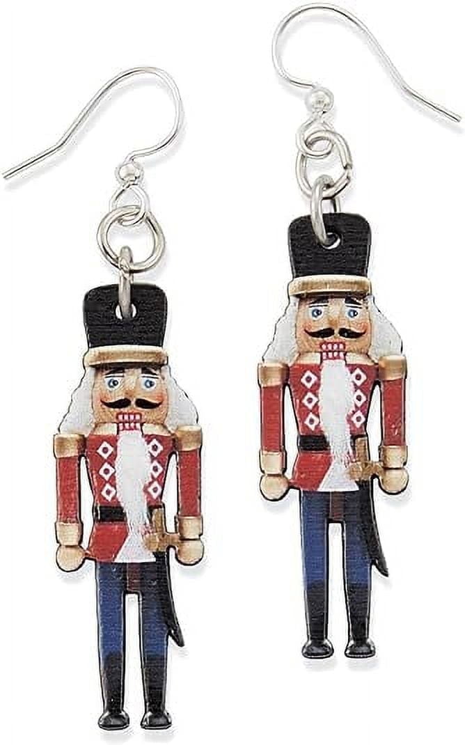 SAGEFINDS Birch Wood Nutcracker Earring | Toy Soldier Dangle Earring | Stainless Steel French Hooks