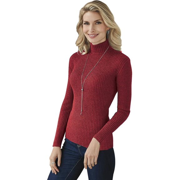 SAGEFINDS Essential Ribbed Turtleneck Deep Crimson Medium