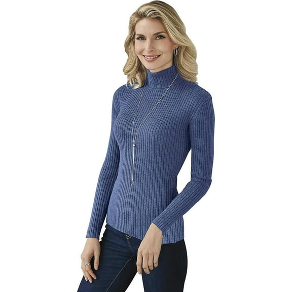 SAGEFINDS Essential Ribbed Turtleneck Dusk Blue Large