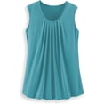 thumbnail image 1 of SAGEFINDS Pleated Sleeveless Top for Women, Ladies Business Casual Shirt, Knit Tunic Blouse - Jade X-Large, 1 of 1