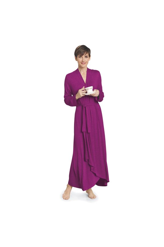 Rayon Made from Bamboo (94% Rayon from Bamboo, 6% Spandex) Long Wrap Robe for Women
