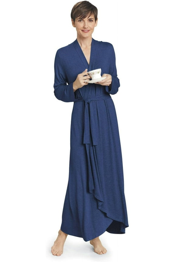 Rayon Made from Bamboo (94% Rayon from Bamboo, 6% Spandex) Long Wrap Robe for Women