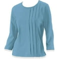 thumbnail image 1 of SAGEFINDS Side Pleated Tunic Knit Top for Women, Ladies Shirt with Long 3/4 Sleeves, Business Casual Blouse - Ocean Blue Large, 1 of 1