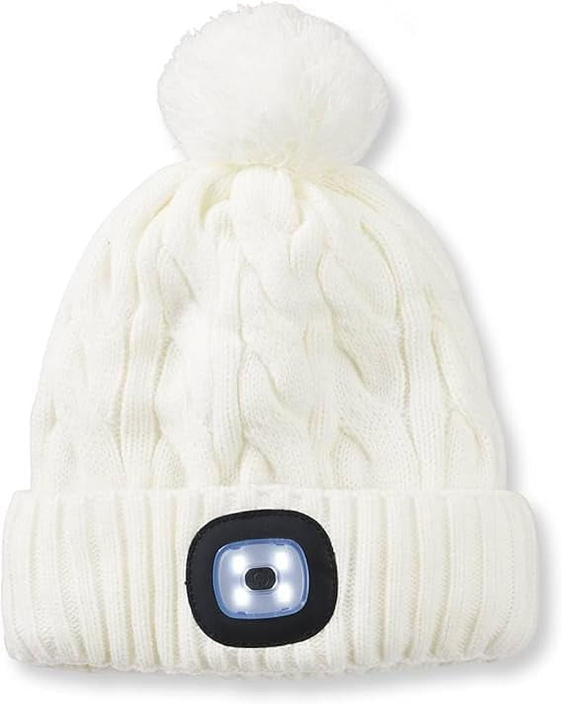 SAGEFINDS Unisex Beanie with Light, Pom-Pom Knit Hat with LED, USB Rechargeable Headlamp Cap for Men and Women