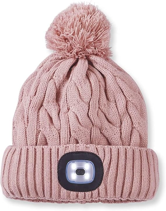 SAGEFINDS Unisex Beanie with Light, Pom-Pom Knit Hat with LED, USB Rechargeable Headlamp Cap for Men and Women