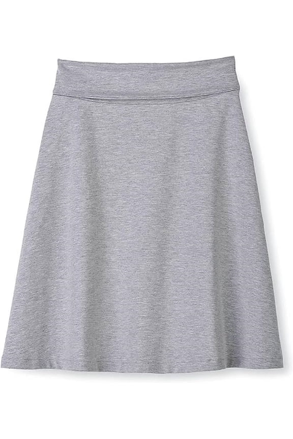 City Skirt for Women, Pull On Fold Over Adjustable Waist, Ideal for Travel, Resists Wrinkles, 24” Long - Medium Grey