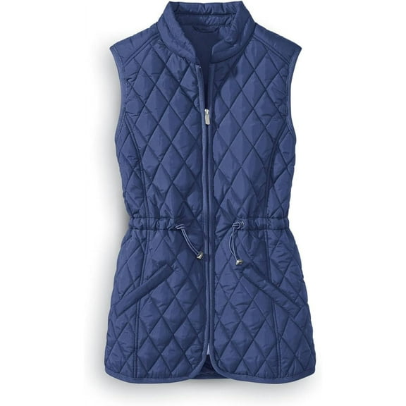 SAGEFINDS Women Quilted Vest, Stand Collar, Padded Vest with Zipper, Adjustable Toggle Waist - Small
