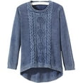 thumbnail image 1 of SAGEFINDS Women's Cotton Cable Knit Sweater, Casual Long Sleeve Pullover Top Knit Sweater for Women - Blue X-Large, 1 of 8