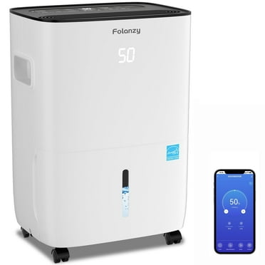 Folanzy 80 Pints Smart Dehumidifier for Home Basement Large Room Spaces up to 5,200 Sq. Ft with Drain Hose and Water Tank