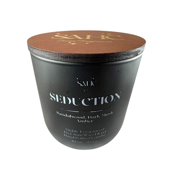 SAHC Home Fragrances: Hand Poured Seduction Scented Candle, Luxurious Blend of Amber, Musk & Leather for a Sensual Vibe, Ultimate Gift for Someone Special, Christmas, Secret Santa, White Elepha