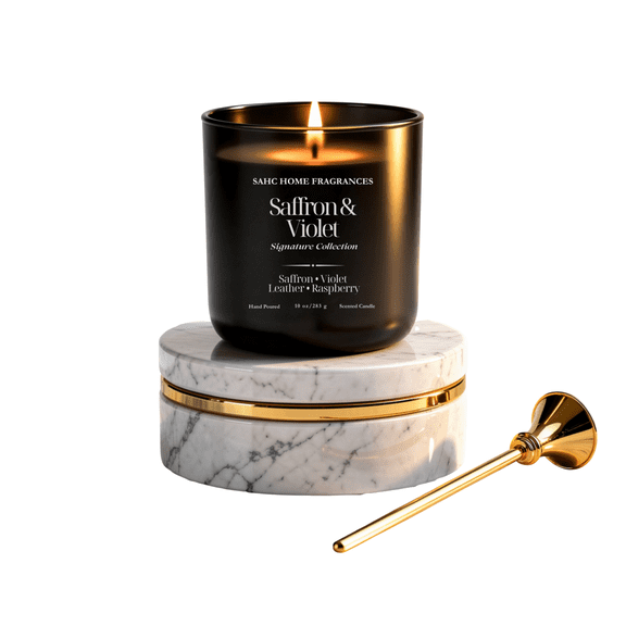 SAHC Signature Collection Candle  Saffron & Violet 10 oz Luxury Hand-Poured Candle for Gifting and Home Decor