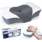 SAHEYER Neck Pillow Foam Bed Pillow for Ergonomic Neck and Shoulder Pain Memory Ergonomic Neck Support Orthopedic Pillow 25 x 15.98 x 4.17/5.31 inches , 2.86 Ib Grey