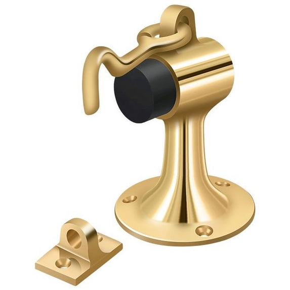 Deltana SAHF358CR003 Floor Mount Bumper w/ Holder, Solid Brass in PVD Polished Brass