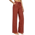 thumbnail image 1 of SAHFX Cotton Linen Pants for Women Long Pant Pull-On Pants Straight Leg Pants Work Pants with Pockets Dress Pants Beach Outfits Loose Pants Baggy Trousers Casual Work Trousers, 1 of 8
