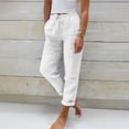 thumbnail image 1 of SAHFX Cropped Linen Pants for Women Tapered Pants High Waisted Drawstring Pant Split Hem Pants Elastic Waist Trousers with Pockets Lounge Pants Boho Travel Pant Office Dress Work Slacks Palazzo Pants, 1 of 6