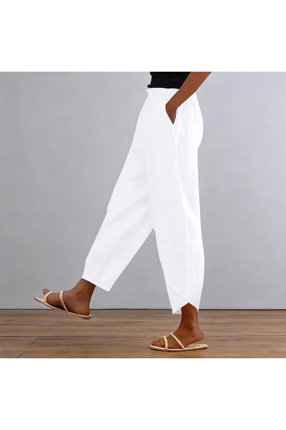 Gauze Pants for Women Tulip Pants Harem Barrel Trousers Breathable Linen Pant Pants Straight Leg Palazzo Pants Capris Trousers Ankle Pants Soft Comfy Long Lounge Pants for Long Pant