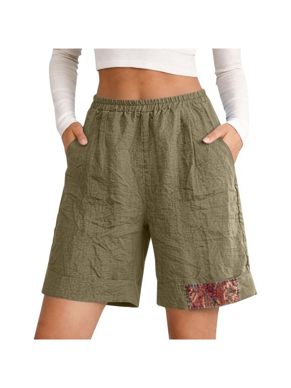 Long Linen Shorts for Women Cute Shorts Juniors Shorts Baggy Shorts Comfy Short Work Office Outfits Hot Pants Straight Leg Pants With Pockets Linen Blend Shorts Lounge Shorts Pull On Shorts