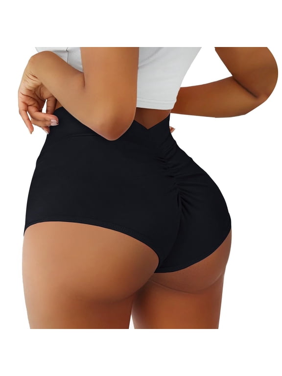 Scrunch Booty Shorts for Women V Back High Waisted Yoga Shorts Cut Out Rave Bottoms Butt Lifting Short Mini Dance Hot Pants,Scrunch Butt Lifting Workout Gym Biker Yoga Running Shorts