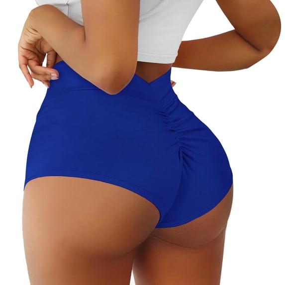SAHFX Scrunch Booty Shorts for Women V Back High Waisted Yoga Shorts Cut Out Rave Bottoms Butt Lifting Short Mini Dance Hot Pants,Scrunch Butt Lifting Workout Gym Biker Yoga Running Shorts