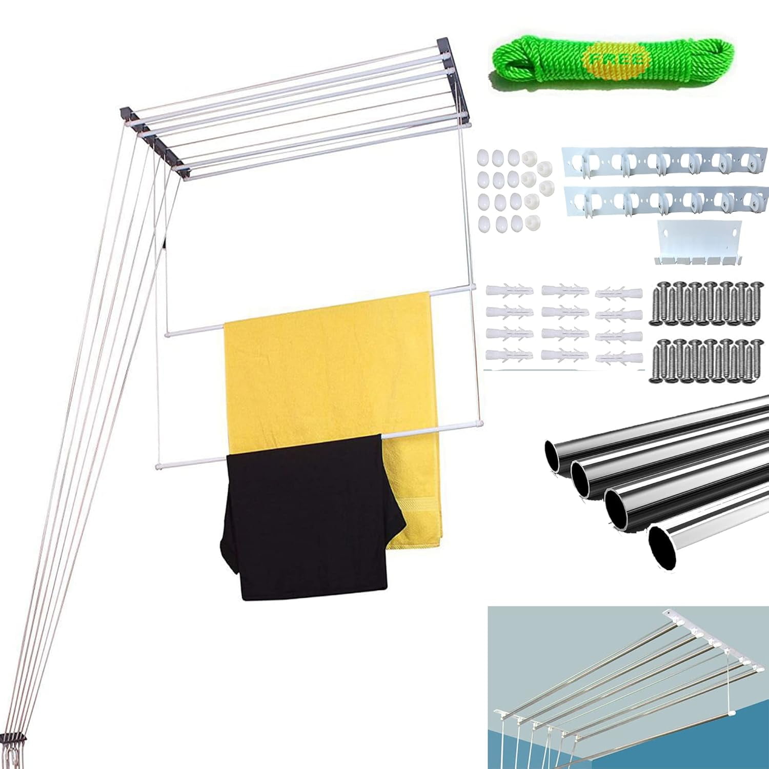 SAI Balaji Rust Proof Stainless Steel Ceiling Clothes Hanger_Cloth ...