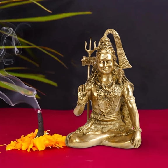 SAI DECORATIVE Brass Lord Shiva Shankar Shiv Statue Bhole Nath Bhagwan Big Murti Office Home Decor Showpiece Statue Size 12 Inches