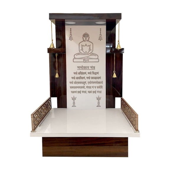 SAI DECORATIVE Customized Frame Brown Temple with LED Light for Home and Office Wall Hanging & Table Top Home Mandir (Size-H-18”XW-12”XD-10”)