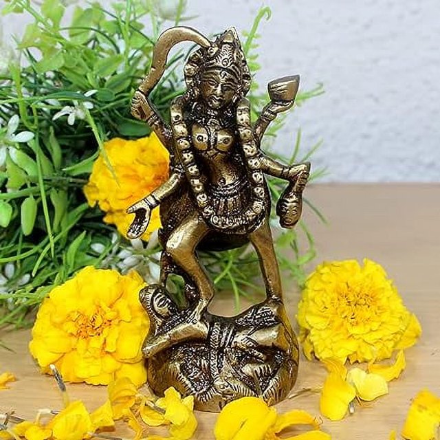 SAI DECORATIVE Hindu Goddess Brass Kali Maa Sculpture Adi Shakti Ma