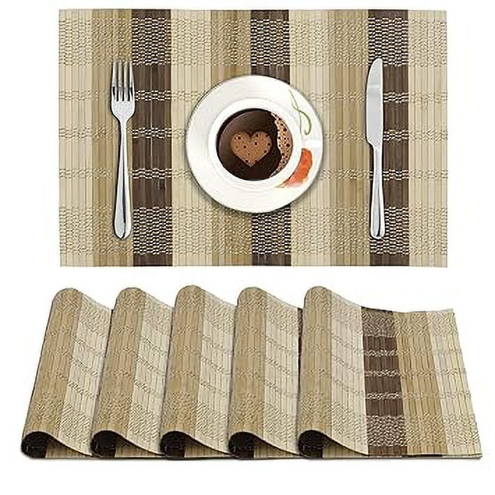 SAI DECORATIVE Reversible Bamboo Placemats for Dining Table Set of 6