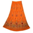 thumbnail image 1 of SAI DECORATIVE Women's Long Bohemian Maxi Skirt - Gypsy Hippie Boho Chic Style Skirt & color-Orange, 1 of 3