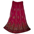 thumbnail image 1 of SAI DECORATIVE Women's Long Bohemian Maxi Skirt - Gypsy Hippie Boho Chic Style Skirt & color-Pink, 1 of 2