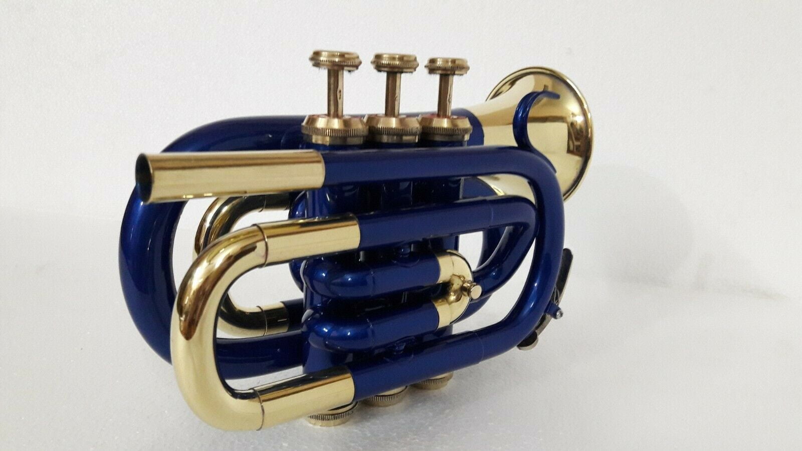 SAI MUSICAL POCKET TRUMPET Bb_PITCH BLUE BRASS WITH FREE HARD CASE + MP-78