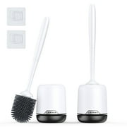 SAIDESI Silicone Toilets Brush and Holder Toilet Bowl Brushes and Caddy, Black, 2Pack