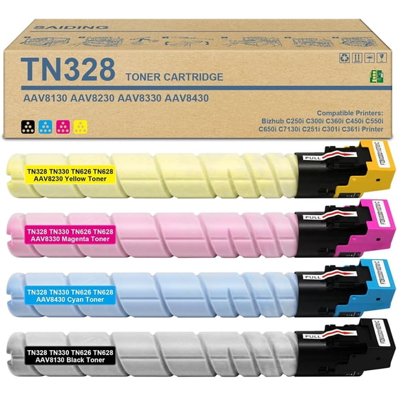 SAIDING High Capacity Konica Minolta TN328 TN-328 TN330 TN-330 TN626 TN-626 TN628 TN-628 Toner Cartridges Replacement for Bizhub C250i C300i C360i C450i C550i C650i C7130i C251i C301i C361i Printer