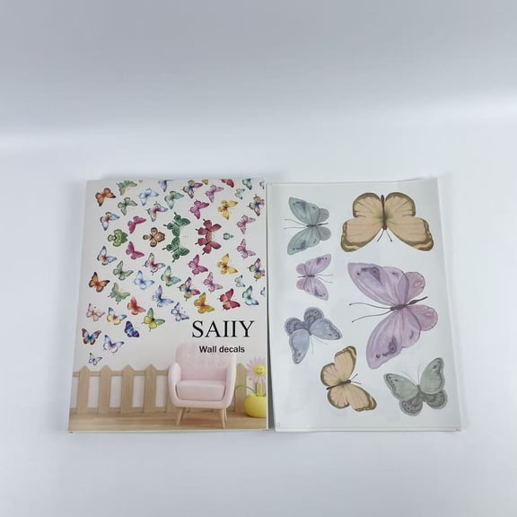 SAIIY Wall decals,Large Butterfly Wall Decals - Peel and Stick Vinyl Wall Stickers for Room Decor, Safe for Walls, Repositionable