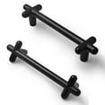 thumbnail image 1 of SAILANKA 6 Pack Unique X-Shape Solid Brass Cabinet Knobs Modern Pull with Screws for Furniture Home Drawer Kitchen Dresser Cupboard Hardware, 3-2/3 Inch Hole Centre,Matt Black, M C106, 1 of 3