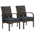 thumbnail image 1 of SAILARY 2 Pcs Wicker Patio Dining Padded Cushions, Outdoor Rattan Chairs with Armrest Support 350 lb, Brown, 1 of 7