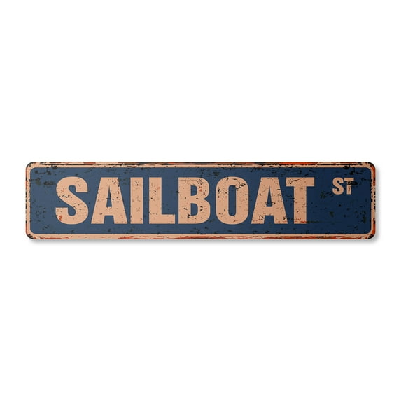SAILBOAT Vintage Plastic Street Sign beach nautical decor sail boats | Indoor/Outdoor |  18" Wide
