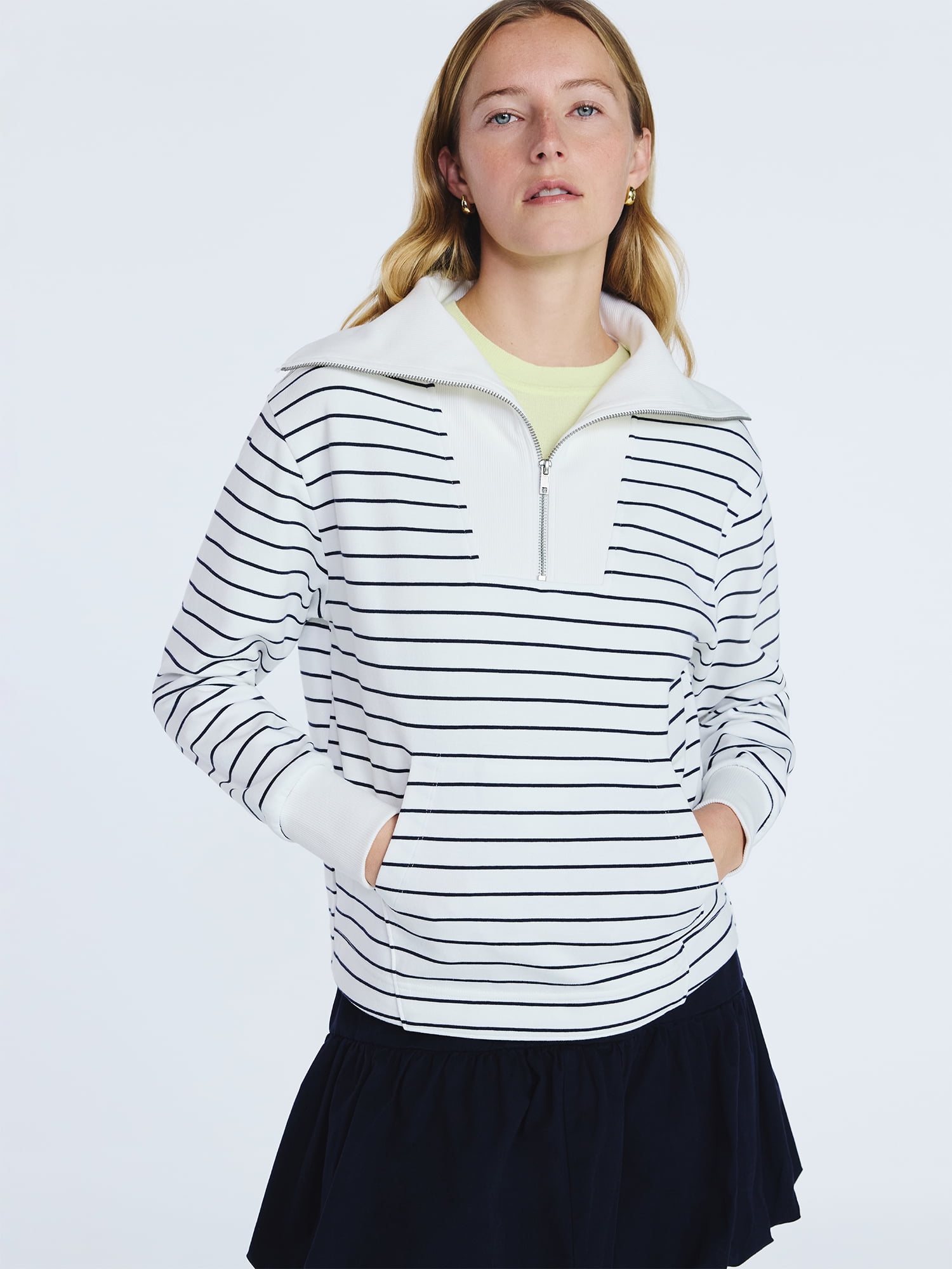 Free Assembly Women's and Women's Plus Sailor Collar Sweatshirt