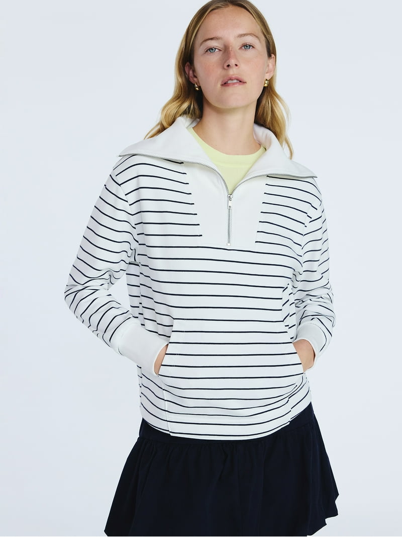 Free Assembly Women's and Women's Plus Sailor Collar Sweatshirt