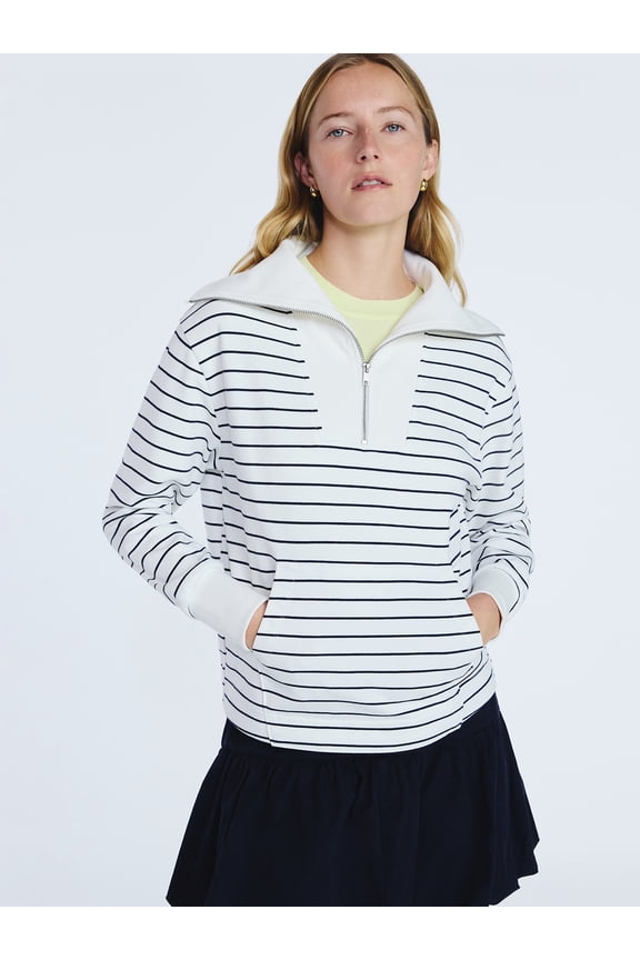 Women's and Women's Plus Sailor Collar Sweatshirt with Long Sleeves, Sizes XS-4X