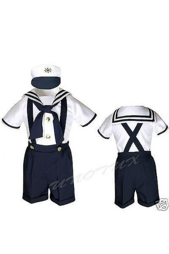 SAILOR SHORTS SUIT FOR INFANT, TODDLER & BOY NAVY OUTFITS size S,M,L,XL,2T,3T,4T