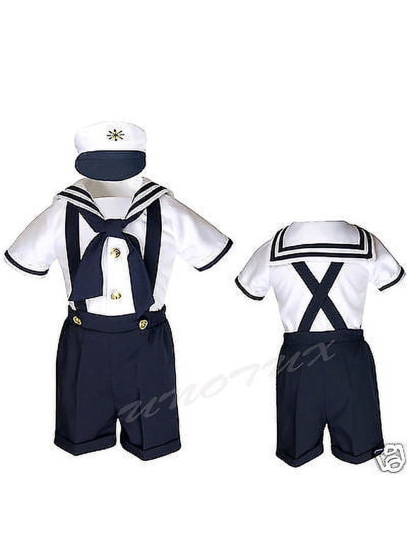 SAILOR SHORTS SUIT FOR INFANT, TODDLER & BOY NAVY OUTFITS size S,M,L,XL,2T,3T,4T