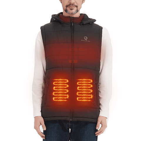 Men's Lightweight Heated Vest Smart Electric Rechargeable Jacket With Removable Hood (Battery Included)