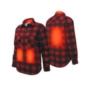 SAILWIND Women's Battery Heated Sherpa Wool Shirt Long Sleeve Red Plaid Top