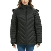 SAILWIND Women's Heated Down Jacket with Detachable Hood & Rechargeable Battery Coat