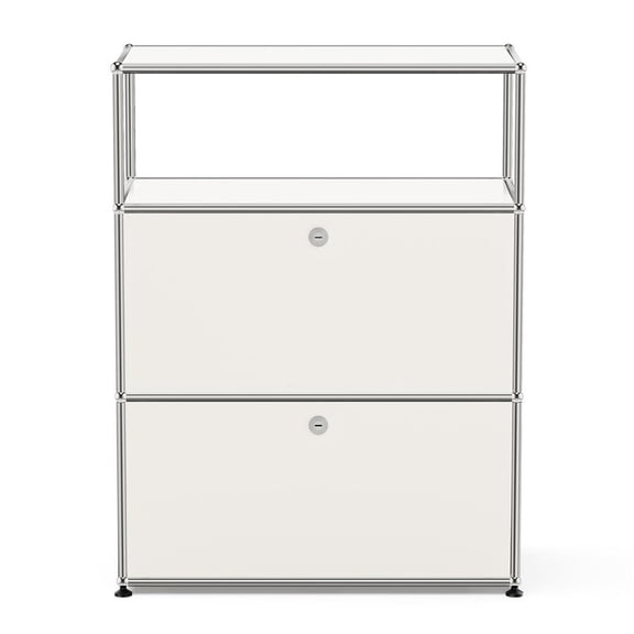 SAINCH 3-Tier Modular Metal Sideboard, Open Side Storage Cabinet, Free Standing Coffee Bar Table for Kitchen Bedroom Living Room,White