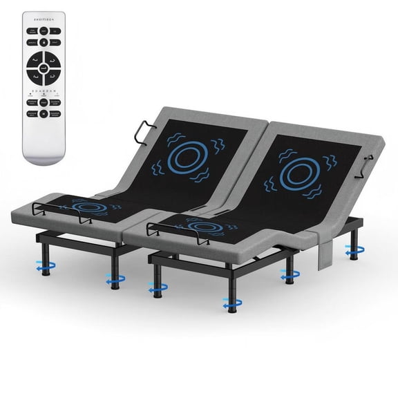 SAINCH Split King Adjustable Bed Frame with Massage, Electric Bed Base Frame with Adjustable Head and Foot, Wireless Remote, Zero Gravity & Anti-Snore