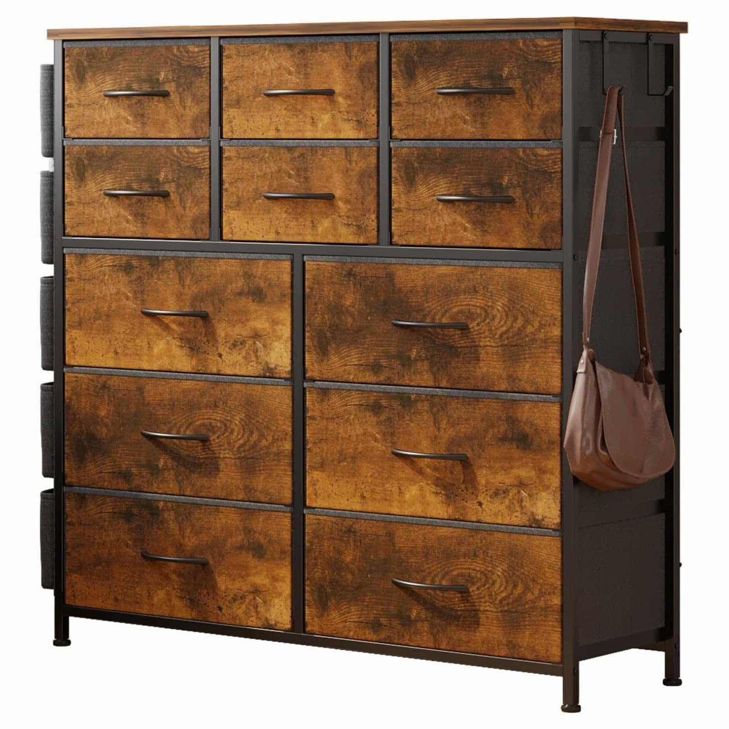 SAINSPEED 12 Drawers Fabric Dresser Storage Drawers, Tall Dresser with ...