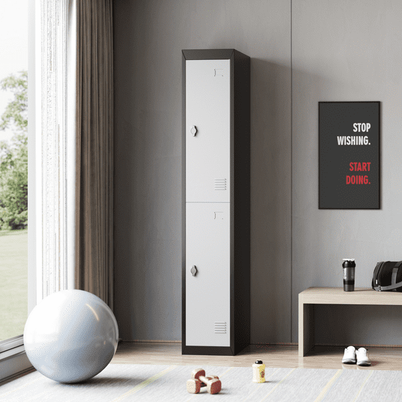 SAINSPEED 71" Tall Metal Lockers for Employees, Steel Locker Organizer Cabinet, Storage Lockers with 2-Door, Small Wardrobe for Home Office Gym School Hospital