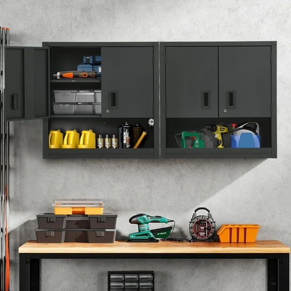 SAINSPEED Garage Wall Cabinet with Adjustable Shelf &Lockable Magnetic Doors, Heavy Duty Steel Storage Cabinet, Wall Tool Cabinet for Warehouse,Kitchen,Office